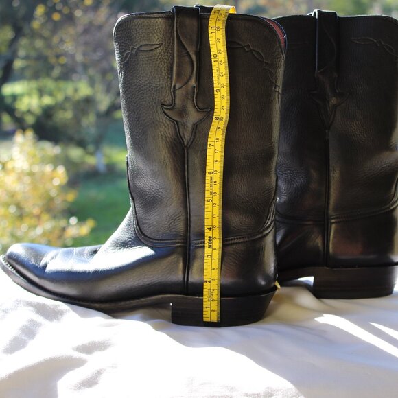 Lucchese Black Leather Boots Size 8D - Picture 4 of 16